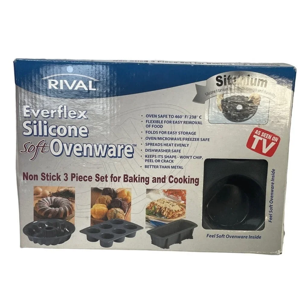 New In Box Rival As Seen On TV Silicone Soft Non Stick 3 Piece Baking Ovenware